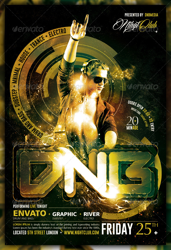 Dubstep / Drum and Bass / Electro Flyer / Poster by Fadeink GraphicRiver